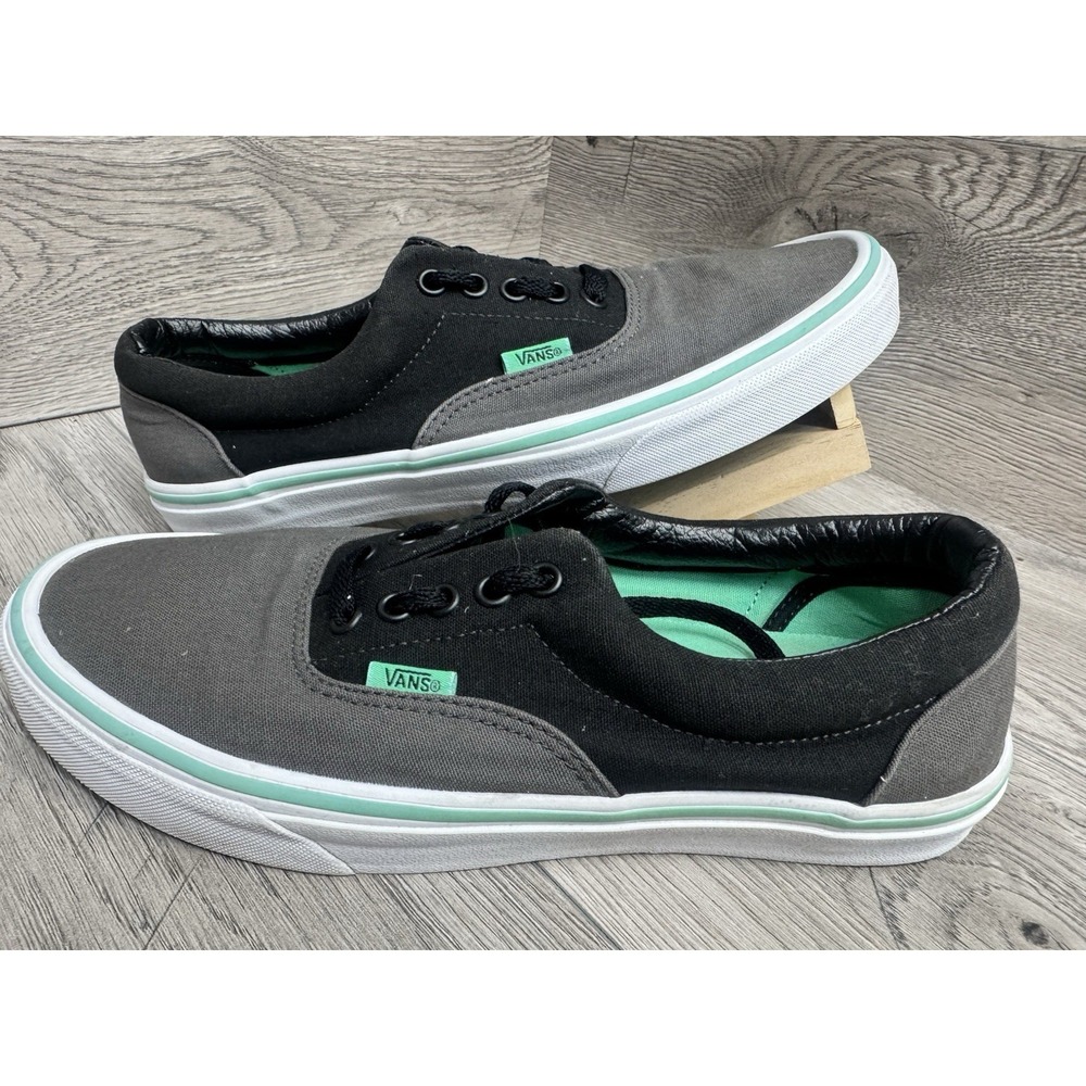 Vans Era Low Top Canvas Sneakers Black Gray Mint Skate Shoes Mens 8.5 Womens 10